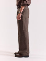 Load image into Gallery viewer, Dark Brown Linen Baggy Trousers