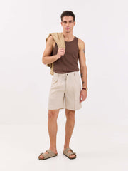Natural Linen Trouser Shorts