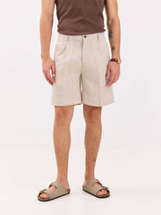 Natural Linen Trouser Shorts