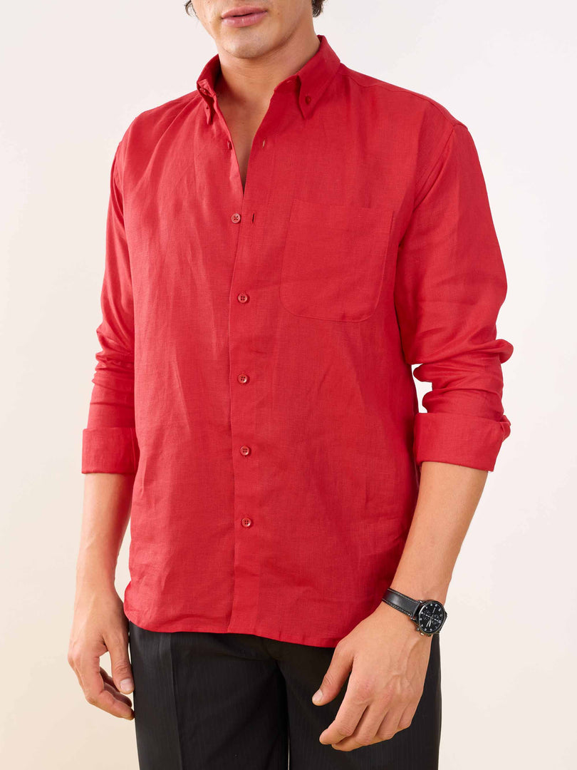 Red Irish Linen Shirt