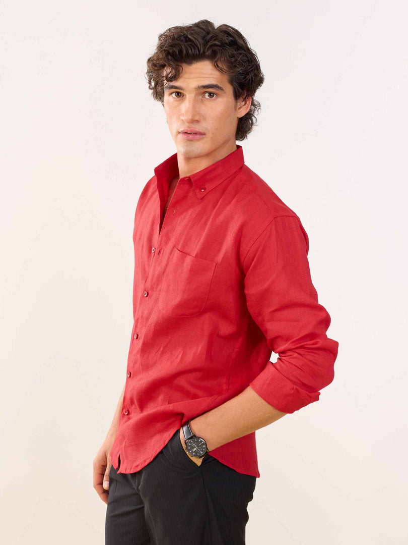 Red Irish Linen Shirt