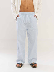 Blue Striped Cotton Pull-on Pants
