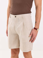 Load image into Gallery viewer, Natural Linen Trouser Shorts
