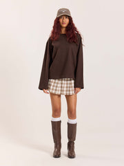 Dark Brown Loose Fit Cropped T-Shirt