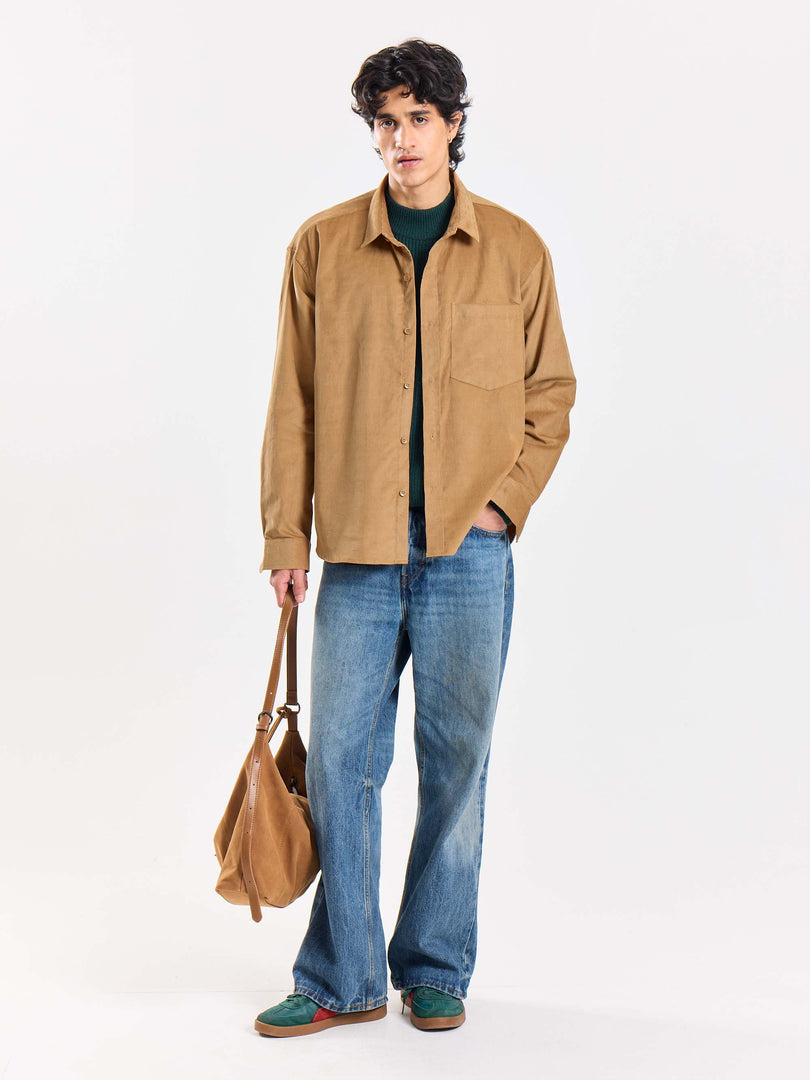 Camel Corduroy Oversized Shirt