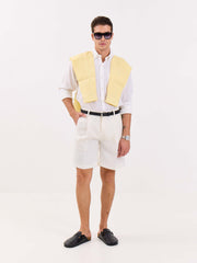 White Linen Trouser Shorts