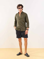 Load image into Gallery viewer, Khaki Green Irish Linen Shirt

