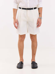 White Linen Trouser Shorts