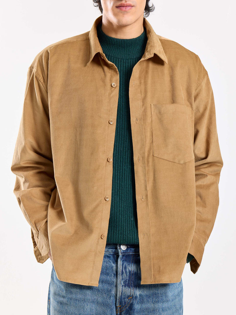 Camel Corduroy Oversized Shirt