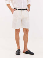 Load image into Gallery viewer, White Linen Trouser Shorts
