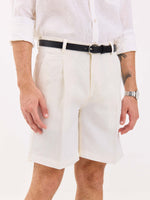 Load image into Gallery viewer, White Linen Trouser Shorts
