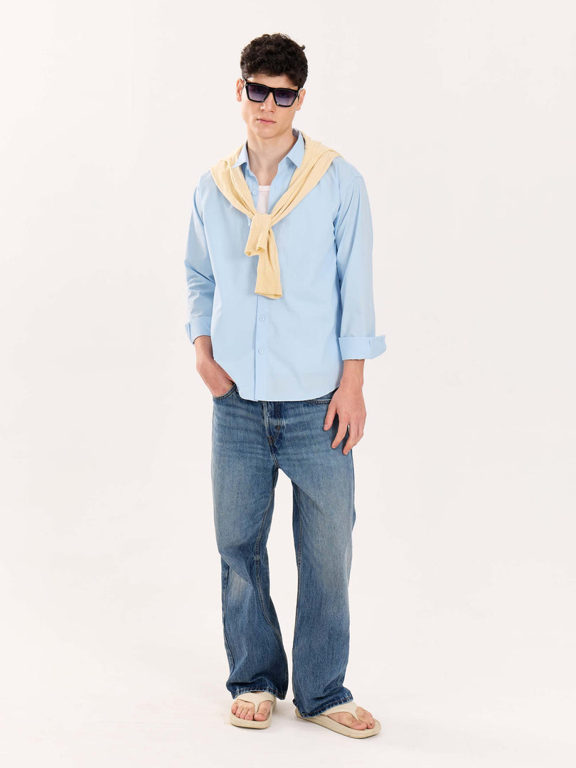 Powder Blue Poplin Shirt