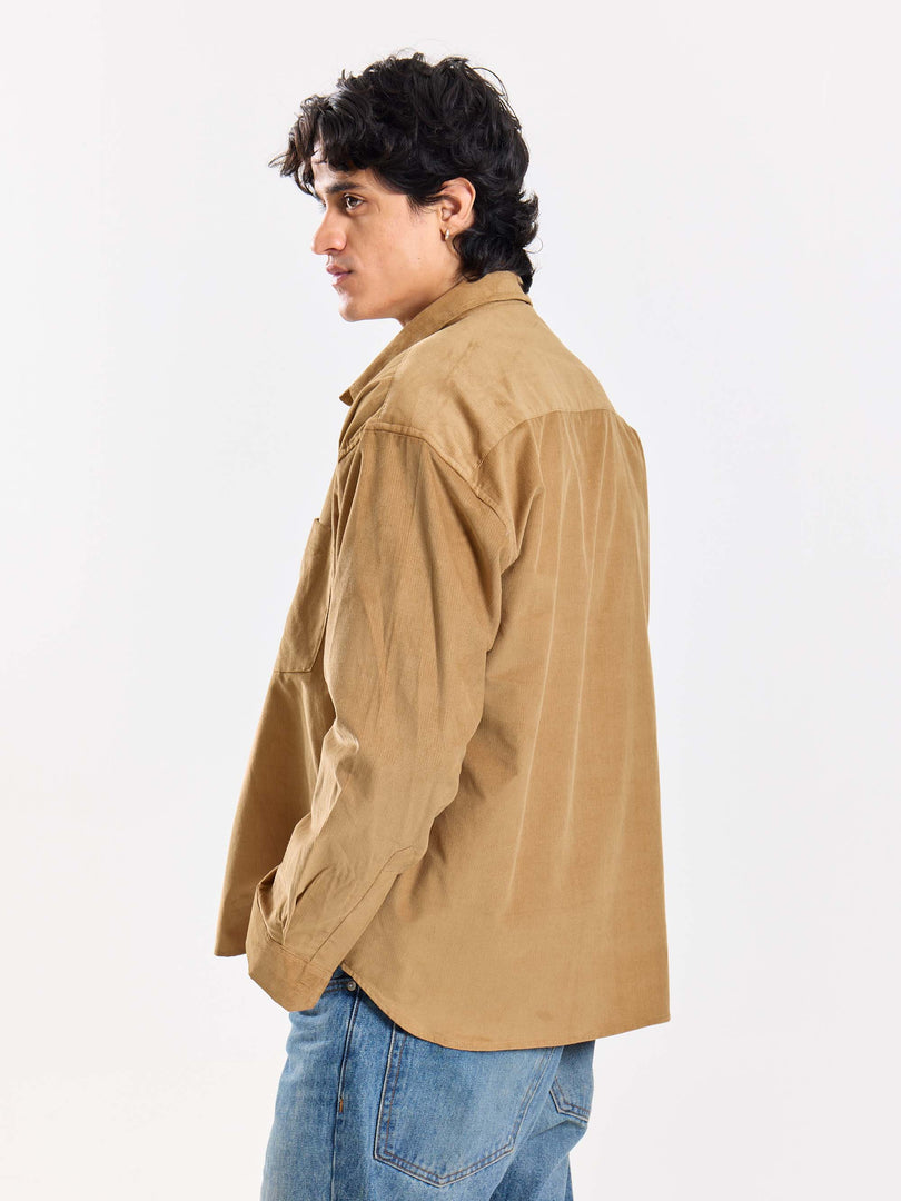 Camel Corduroy Oversized Shirt