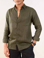 Load image into Gallery viewer, Khaki Green Irish Linen Shirt
