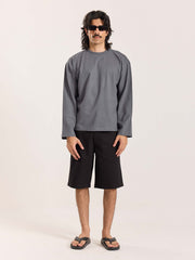 Dark Grey Loose Fit Cropped T-Shirt
