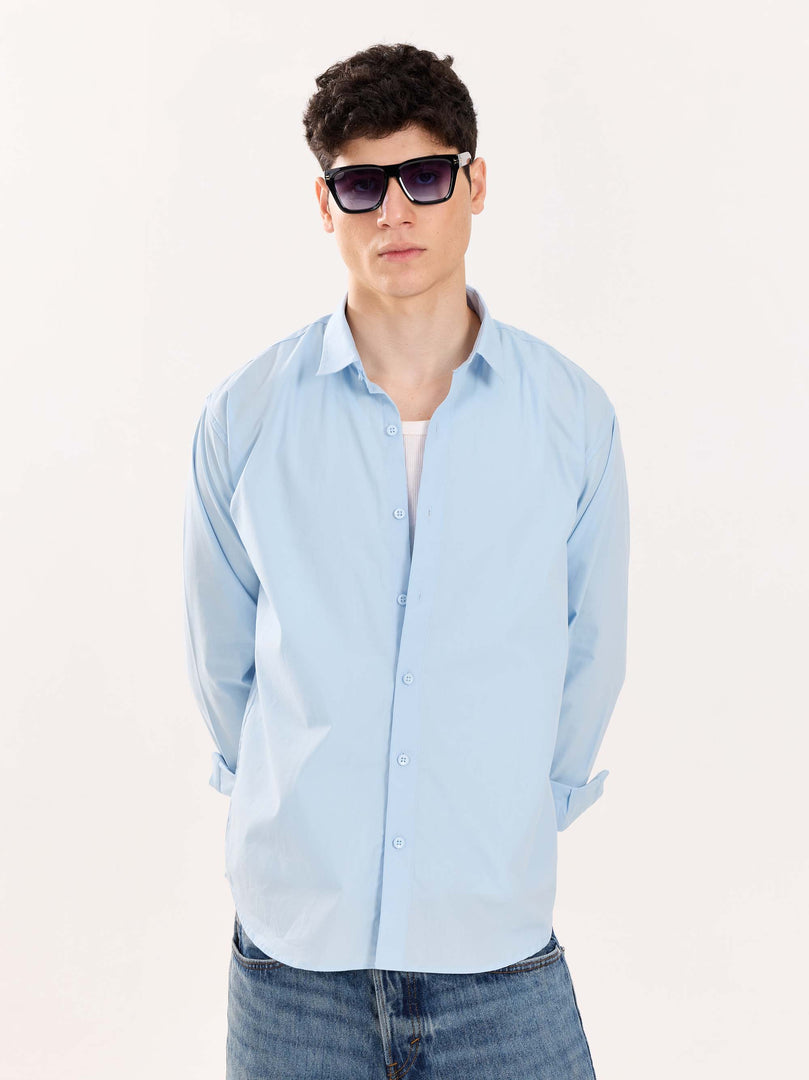 Powder Blue Poplin Shirt
