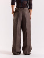 Load image into Gallery viewer, Dark Brown Linen Baggy Trousers