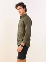 Load image into Gallery viewer, Khaki Green Irish Linen Shirt
