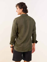 Load image into Gallery viewer, Khaki Green Irish Linen Shirt
