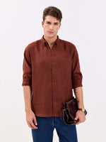 Load image into Gallery viewer, Rust Brown Irish Linen Shirt
