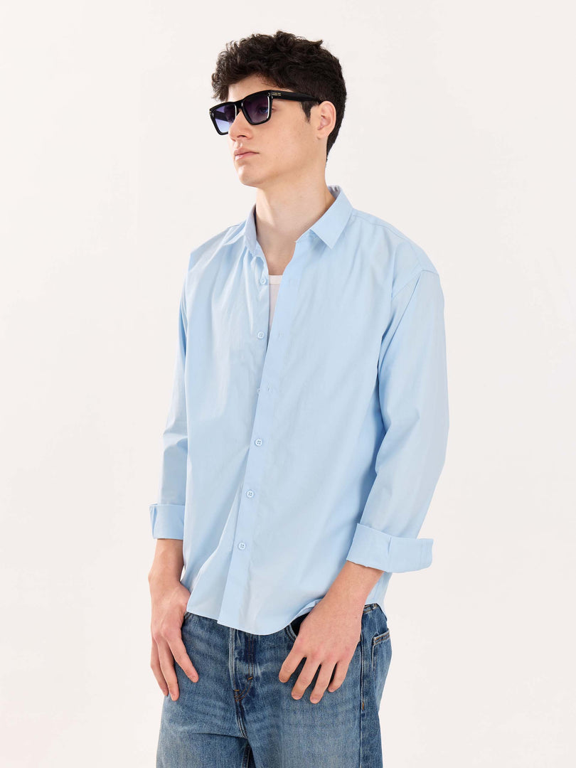 Powder Blue Poplin Shirt