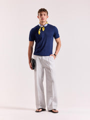 Ice Blue Linen Baggy Trousers