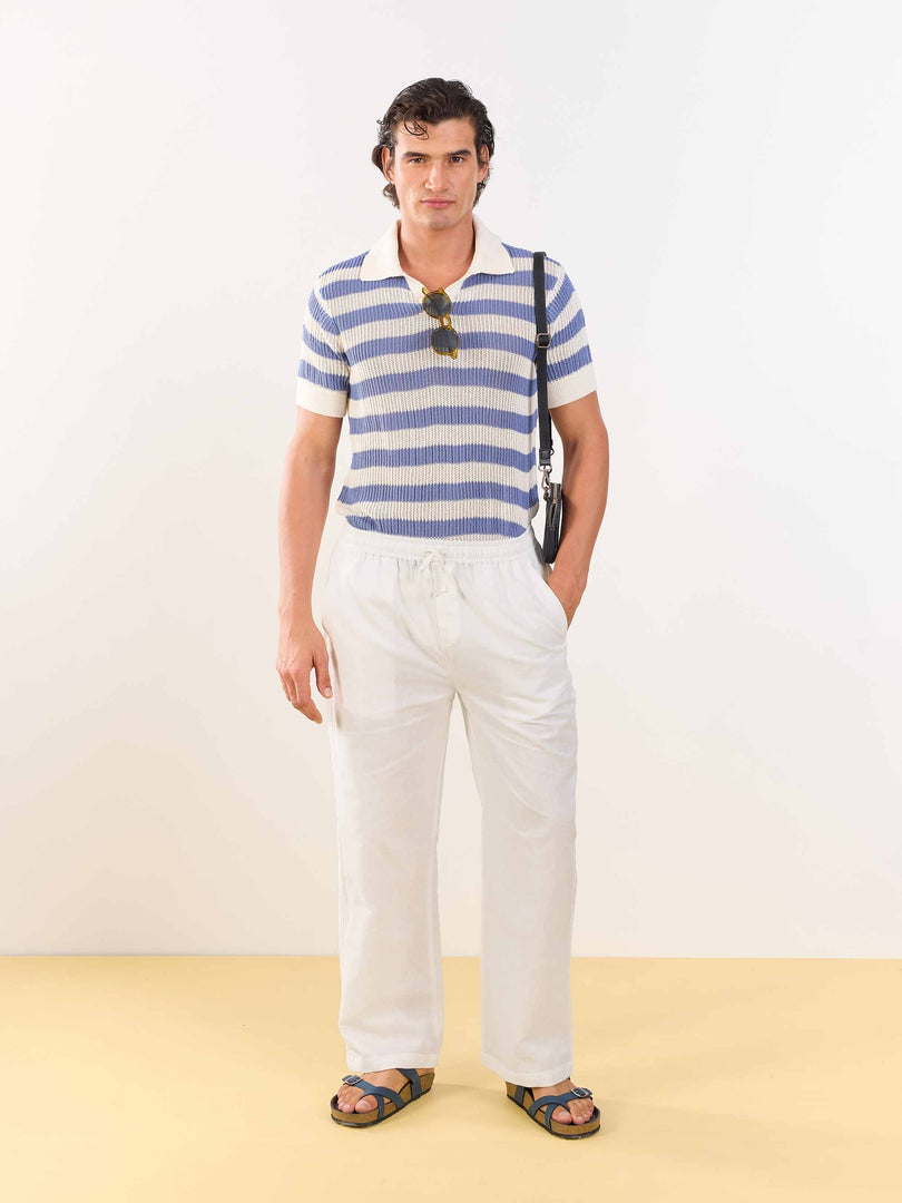 White Linen Pull-on Pants