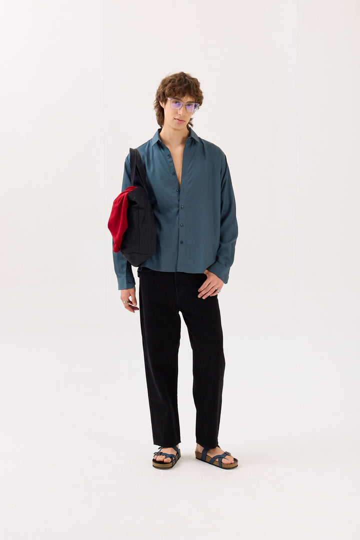 Slate Grey Drape Shirt (Pre-Order)