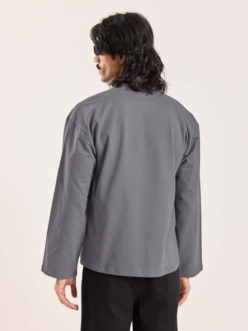 Dark Grey Loose Fit Cropped T-Shirt