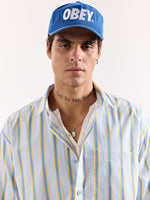 Load image into Gallery viewer, Blue &amp; Yellow Striped Poplin Oversized Shirt