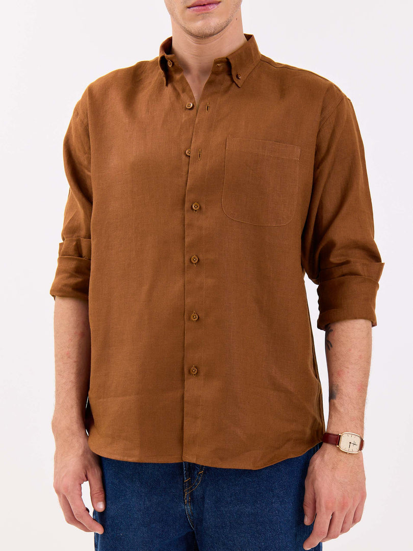Rust Brown Irish Linen Shirt