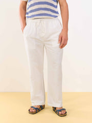 White Linen Pull-on Pants