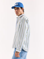 Load image into Gallery viewer, Blue &amp; Yellow Striped Poplin Oversized Shirt