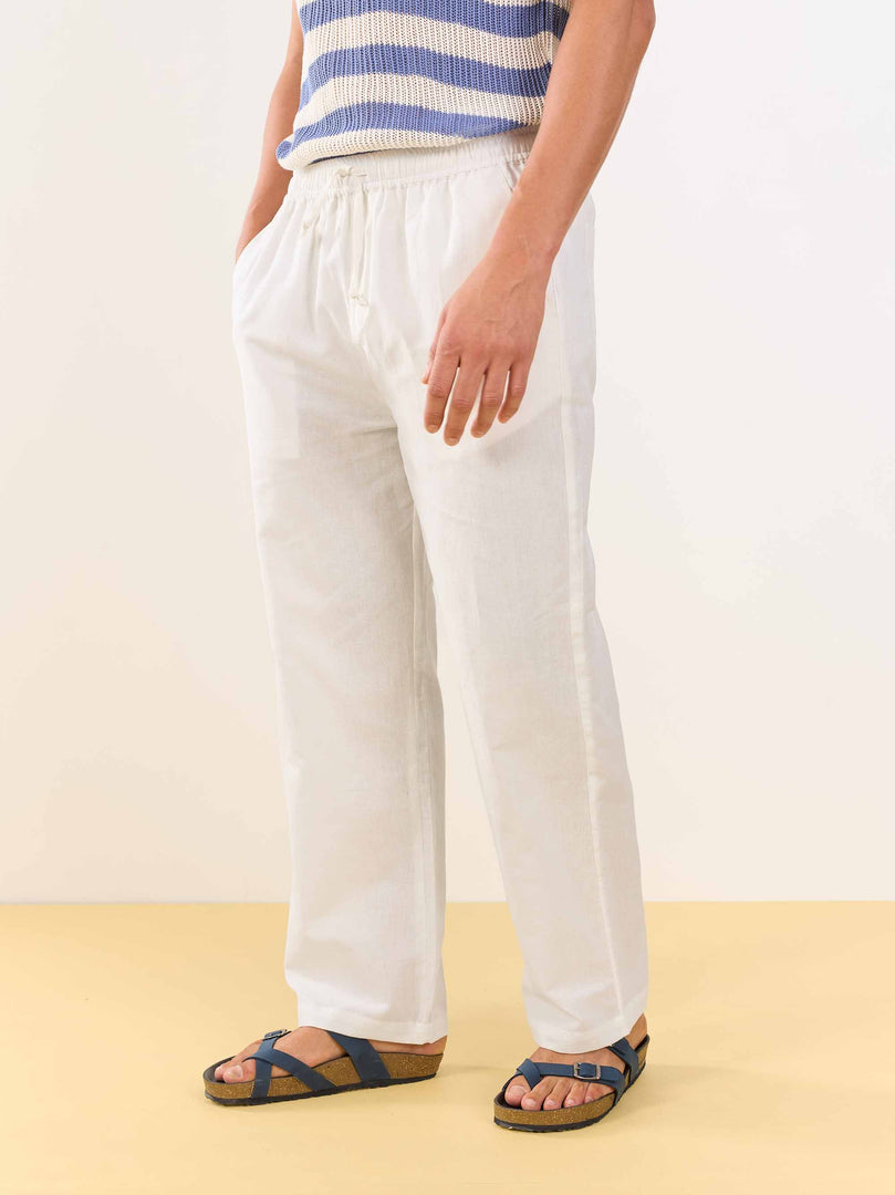 White Linen Pull-on Pants