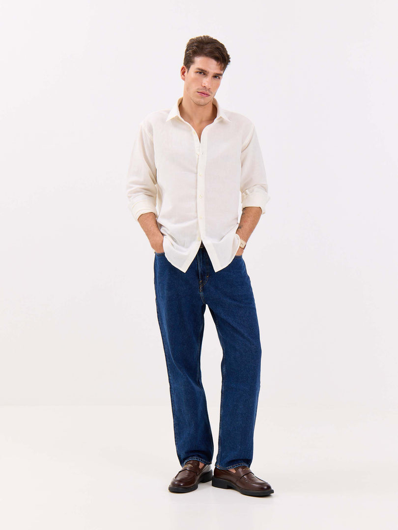 Off White Linen-blend Shirt
