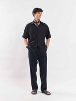 Load image into Gallery viewer, Black Half Sleeve Linen Shirt

