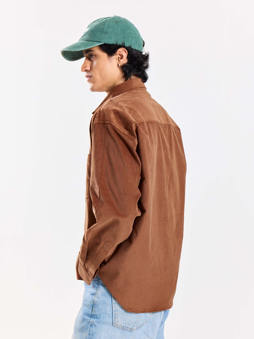 Russet Brown Corduroy Oversized Shirt