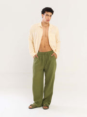 Olive Green Gauze Pull-on Pants