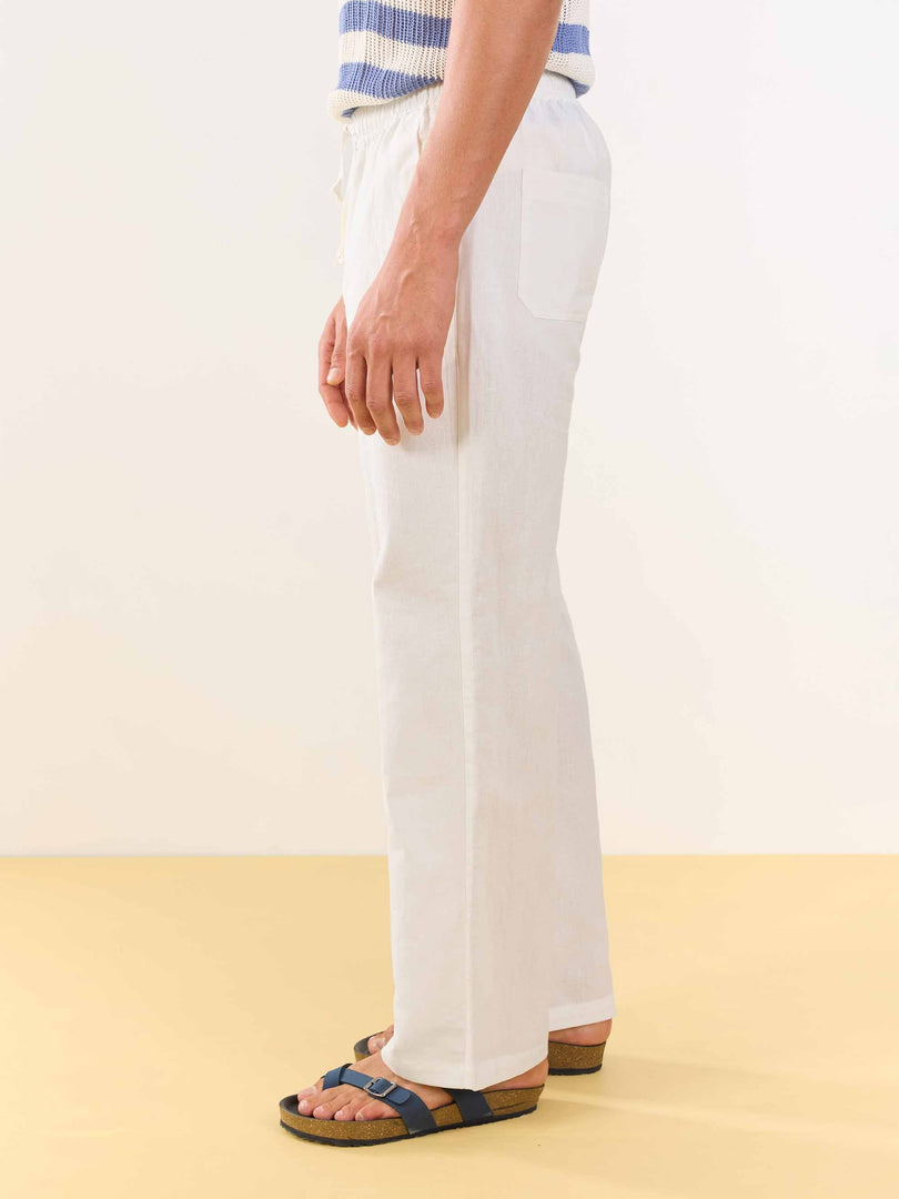 White Linen Pull-on Pants