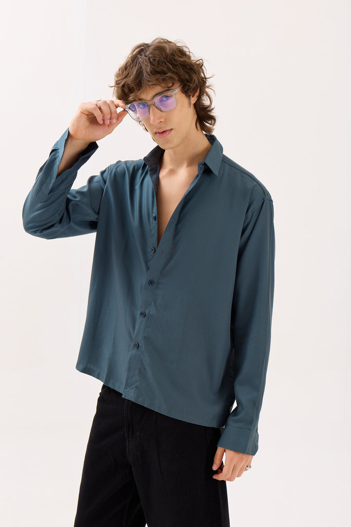 Slate Grey Drape Shirt (Pre-Order)
