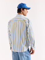 Load image into Gallery viewer, Blue &amp; Yellow Striped Poplin Oversized Shirt