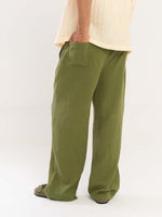 Load image into Gallery viewer, Olive Green Gauze Pull-on Pants
