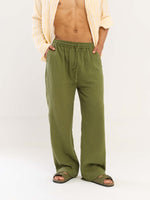 Load image into Gallery viewer, Olive Green Gauze Pull-on Pants
