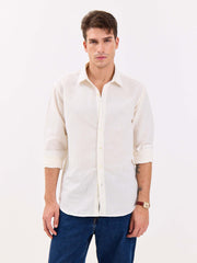 Off White Linen-blend Shirt