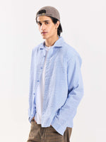 Load image into Gallery viewer, Powder Blue Striped Seersucker Shirt
