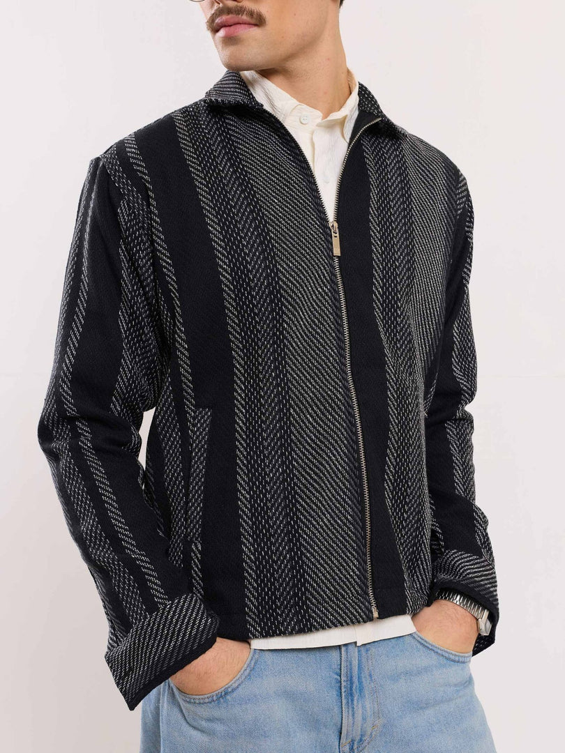 Cropped Fit Textured Zipper Jacket