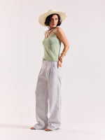 Load image into Gallery viewer, Ice Blue Linen Baggy Trousers