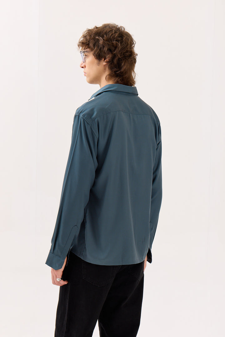 Slate Grey Drape Shirt (Pre-Order)