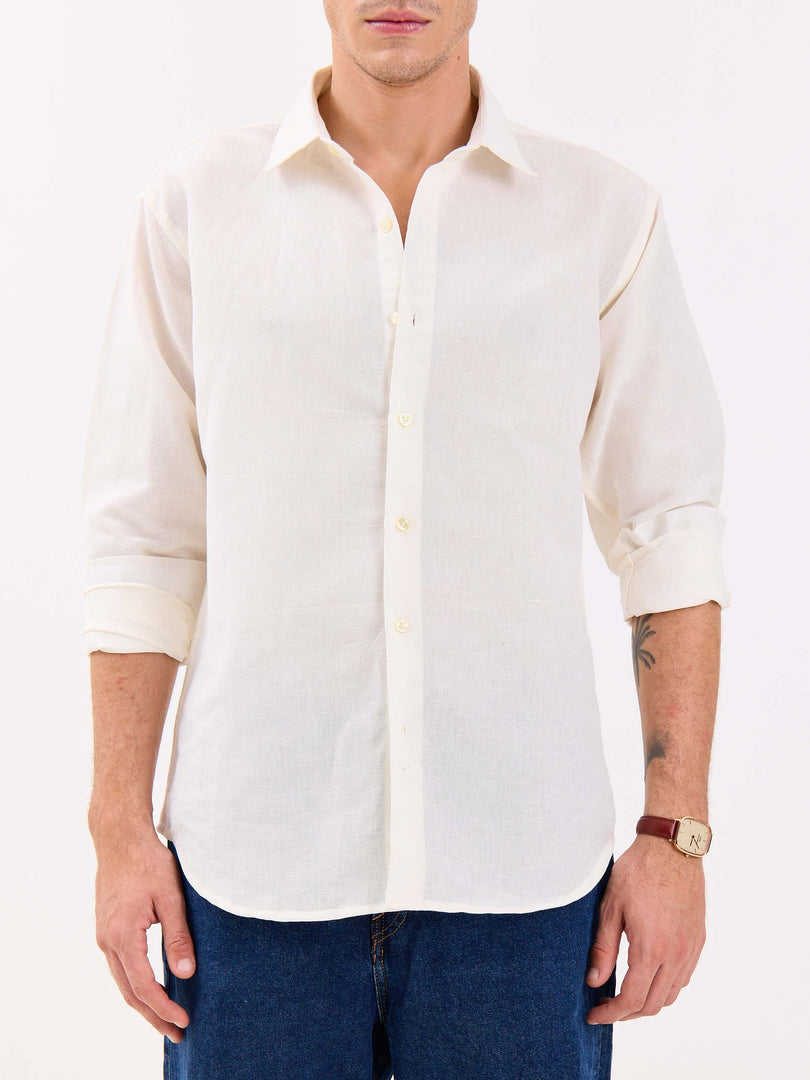 Off White Linen-blend Shirt