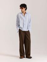 Load image into Gallery viewer, Powder Blue Striped Drape Shirt
